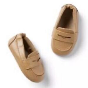 Janie and Jack Boys Moccasins Penny Loafer Baby  Sz 0-3 Months Camel/Beige NWT